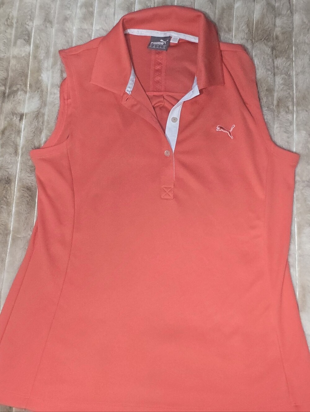 Puma Coral-Red Sleeveless Polo Top
